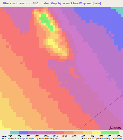 Kharzan,Iran Elevation Map