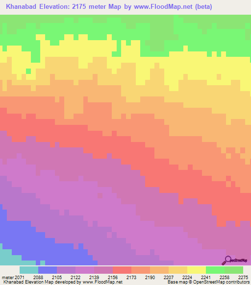 Khanabad,Iran Elevation Map