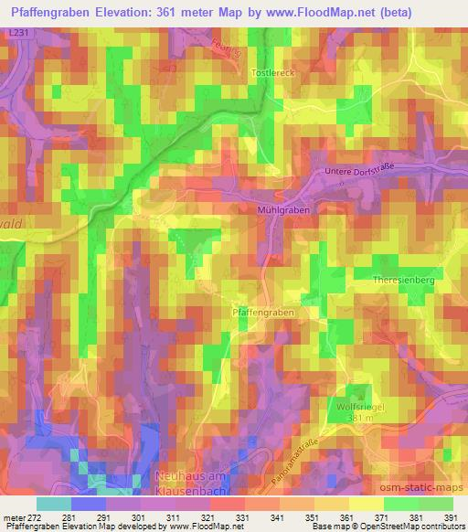 Pfaffengraben,Austria Elevation Map