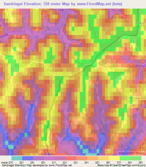 Sandriegel,Austria Elevation Map