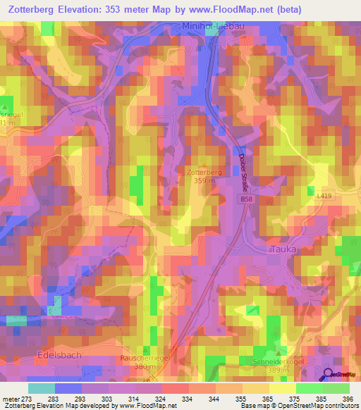 Zotterberg,Austria Elevation Map
