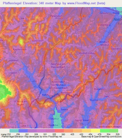 Pfaffenriegel,Austria Elevation Map