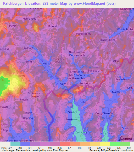 Kalchbergen,Austria Elevation Map