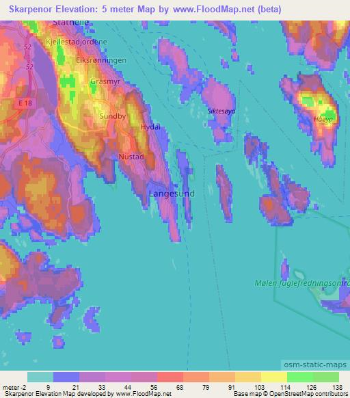 Skarpenor,Norway Elevation Map