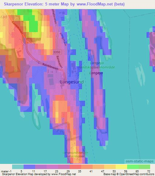 Skarpenor,Norway Elevation Map