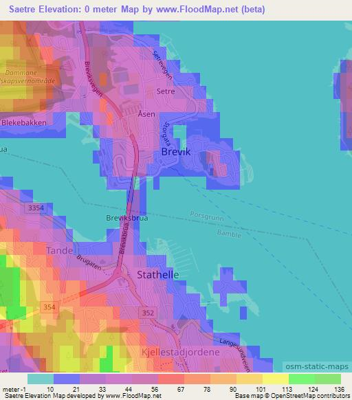 Saetre,Norway Elevation Map