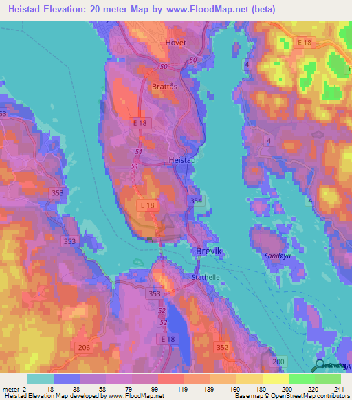 Heistad,Norway Elevation Map