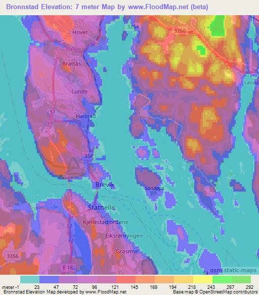 Bronnstad,Norway Elevation Map