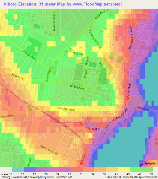 Viborg,Denmark Elevation Map