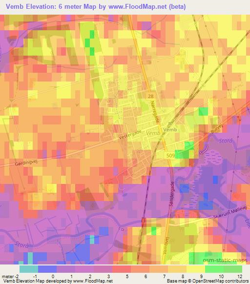 Vemb,Denmark Elevation Map