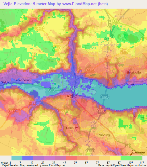 Vejle,Denmark Elevation Map
