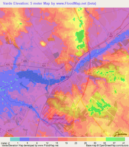 Varde,Denmark Elevation Map