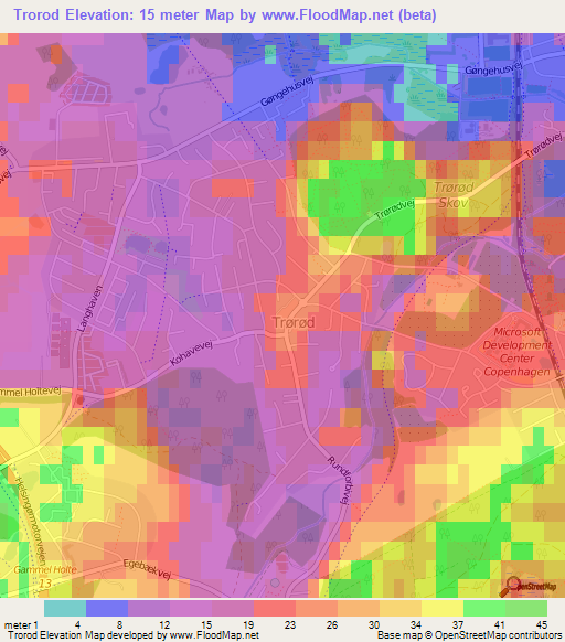 Trorod,Denmark Elevation Map