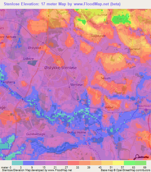 Elevation of Stenlose,Denmark Elevation Map, Topography, Contour