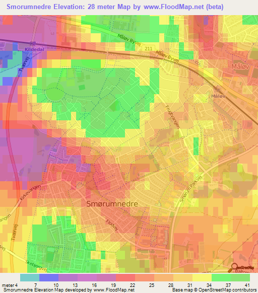 Smorumnedre,Denmark Elevation Map