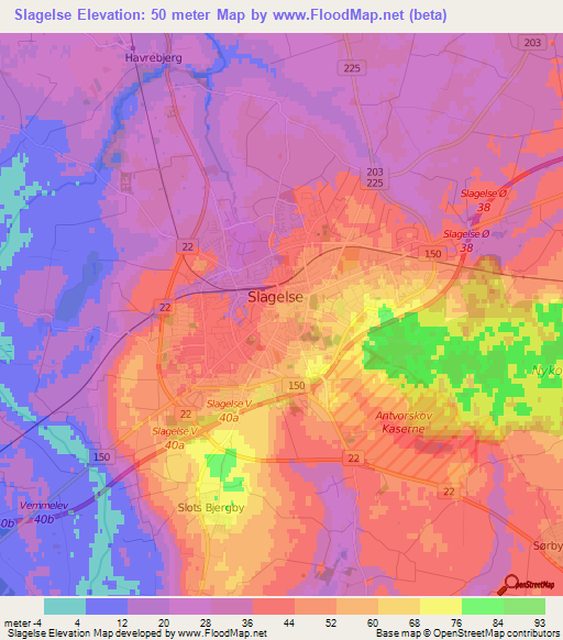 Slagelse,Denmark Elevation Map