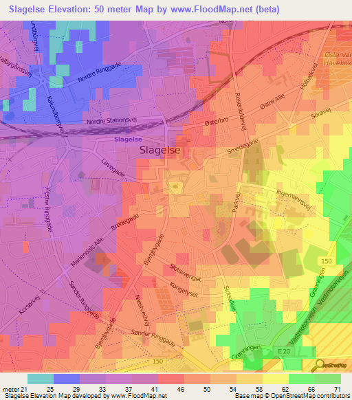 Slagelse,Denmark Elevation Map
