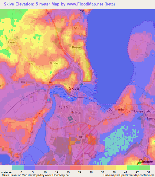 Skive,Denmark Elevation Map