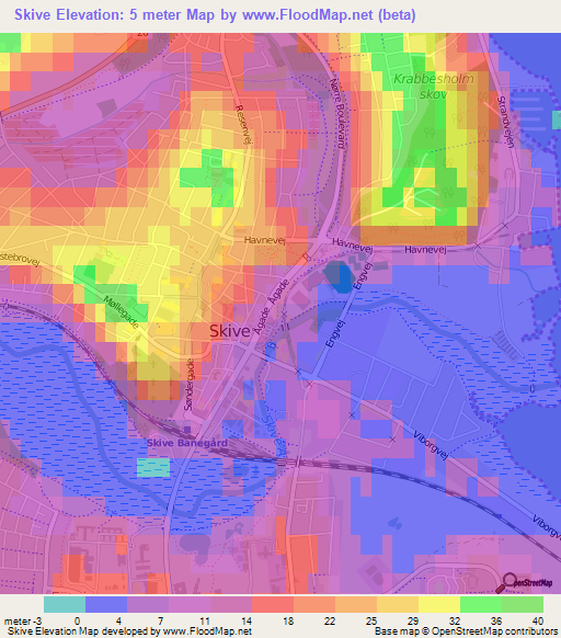 Skive,Denmark Elevation Map