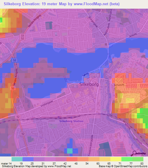 Silkeborg,Denmark Elevation Map