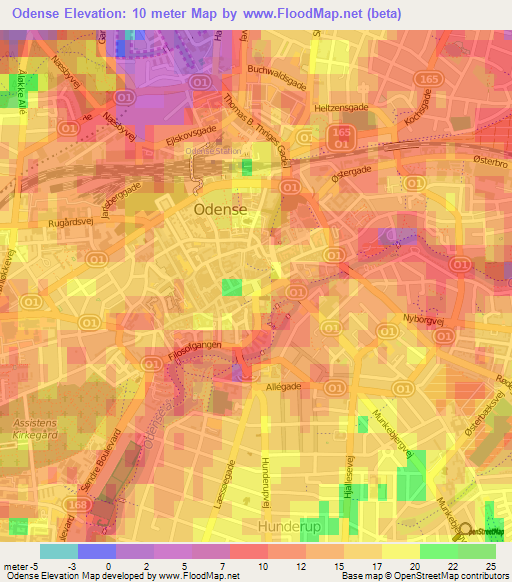 Odense,Denmark Elevation Map