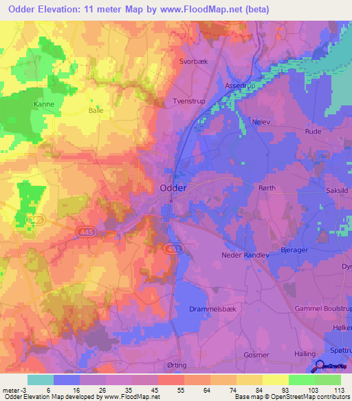 Elevation of Odder,Denmark Elevation Map, Topography, Contour