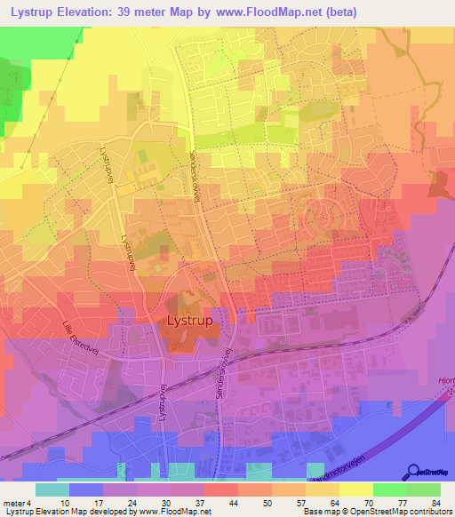 Lystrup,Denmark Elevation Map