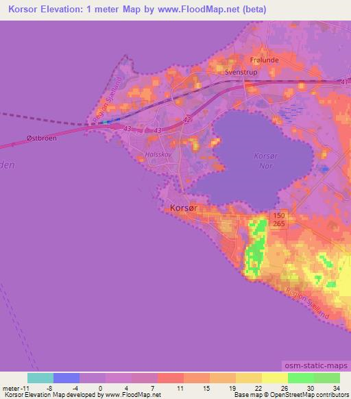 Korsor,Denmark Elevation Map