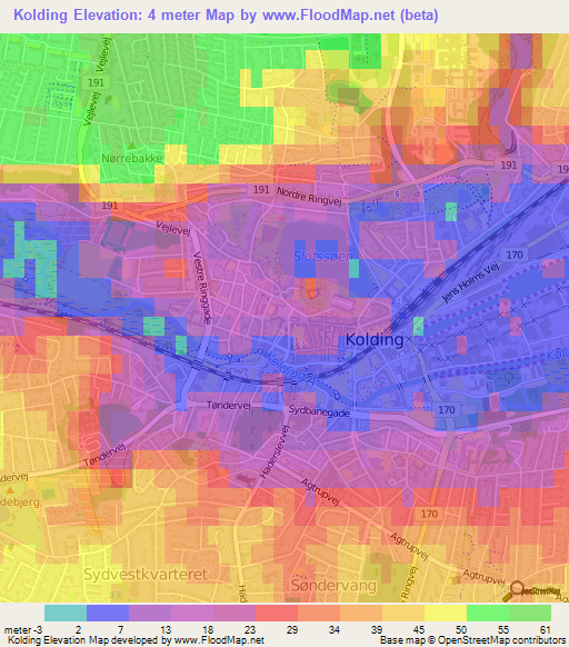 Kolding,Denmark Elevation Map