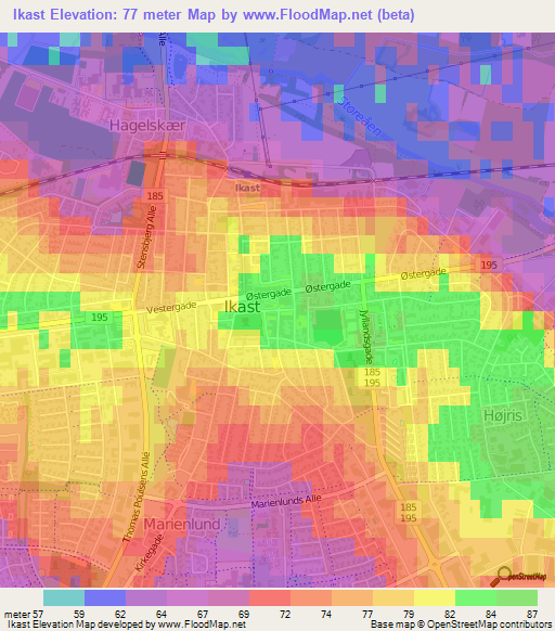 Ikast,Denmark Elevation Map