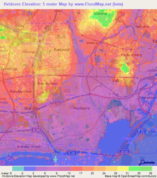 Hvidovre,Denmark Elevation Map