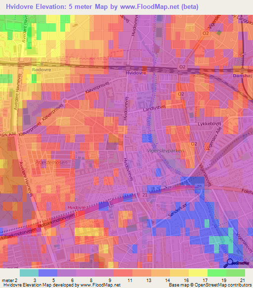 Hvidovre,Denmark Elevation Map