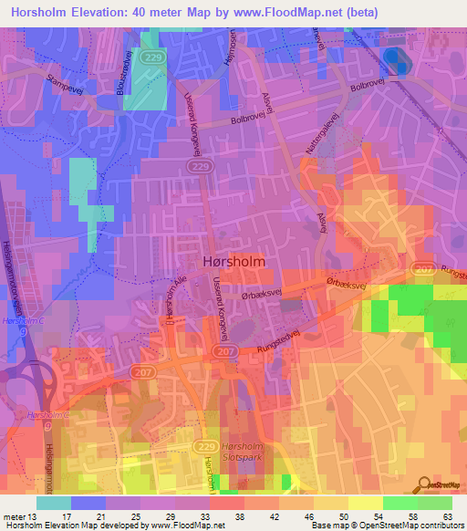 Horsholm,Denmark Elevation Map