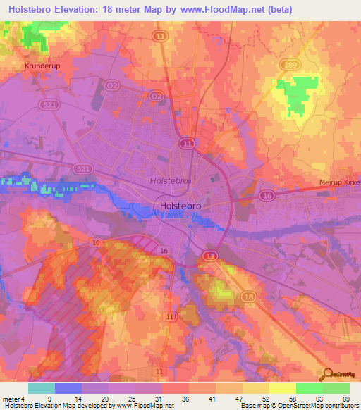 Holstebro,Denmark Elevation Map