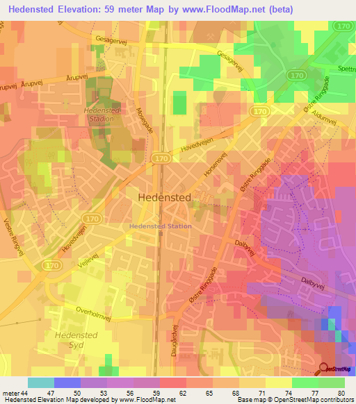 Hedensted,Denmark Elevation Map