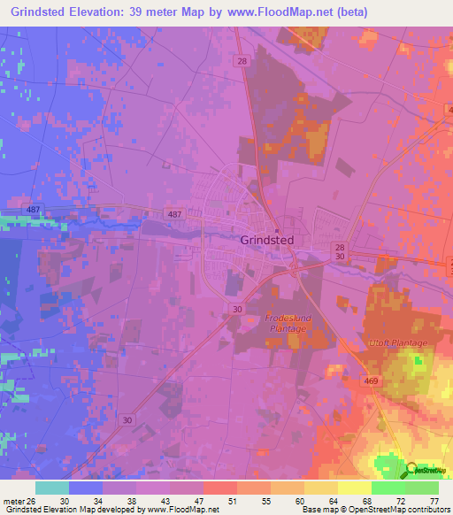 Grindsted,Denmark Elevation Map
