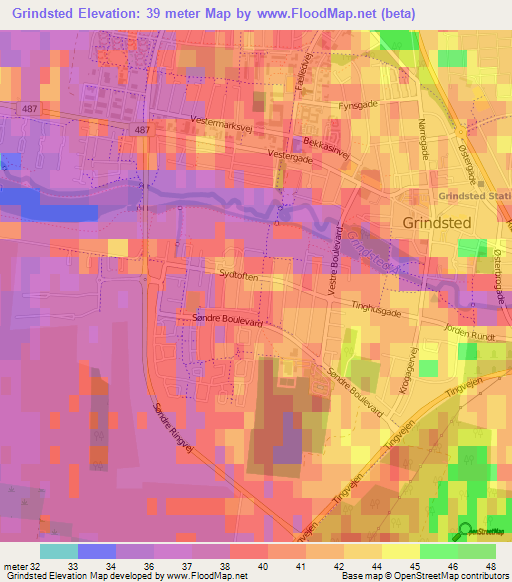 Grindsted,Denmark Elevation Map