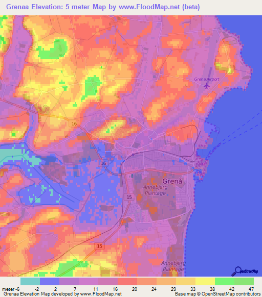 Grenaa,Denmark Elevation Map