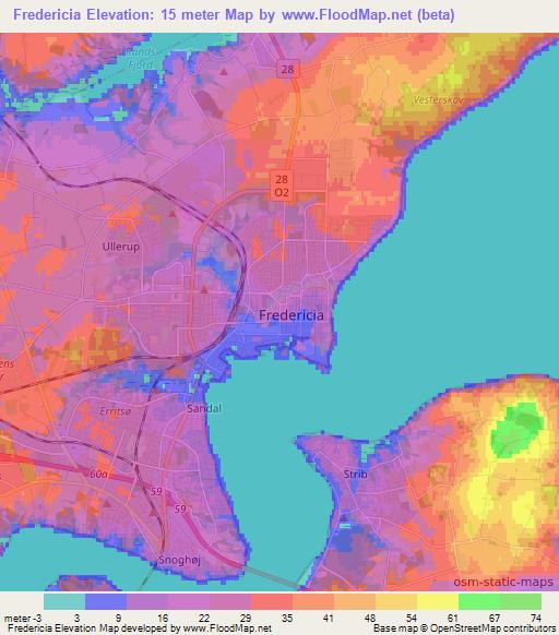 Fredericia,Denmark Elevation Map