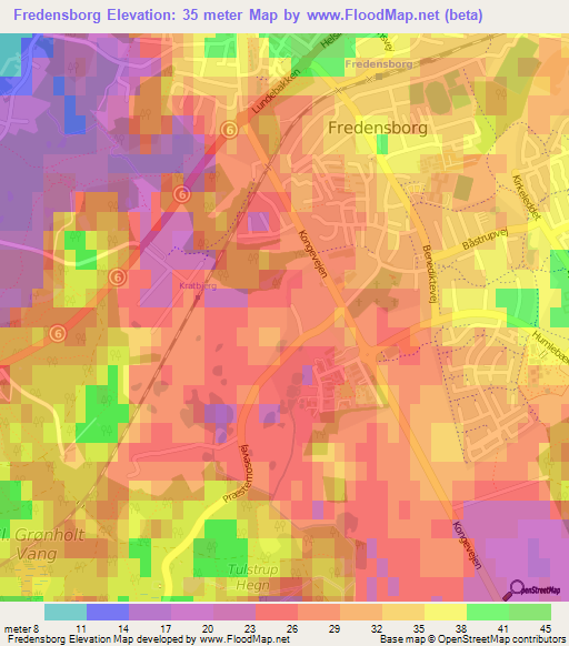 Fredensborg,Denmark Elevation Map