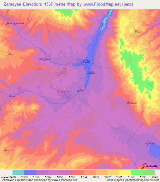 Zamayen,Iran Elevation Map