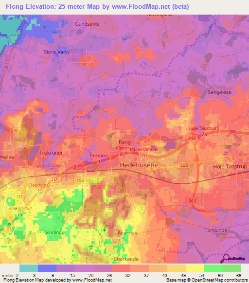 Flong,Denmark Elevation Map