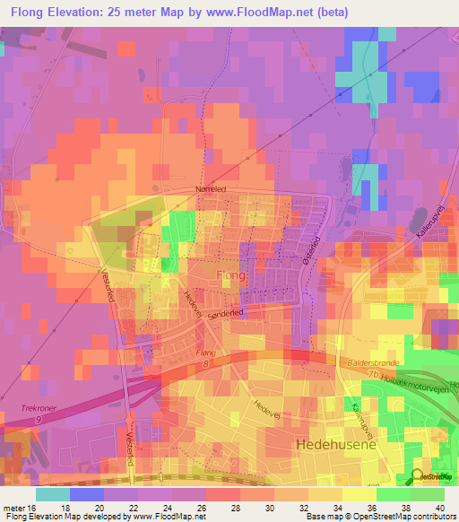 Flong,Denmark Elevation Map