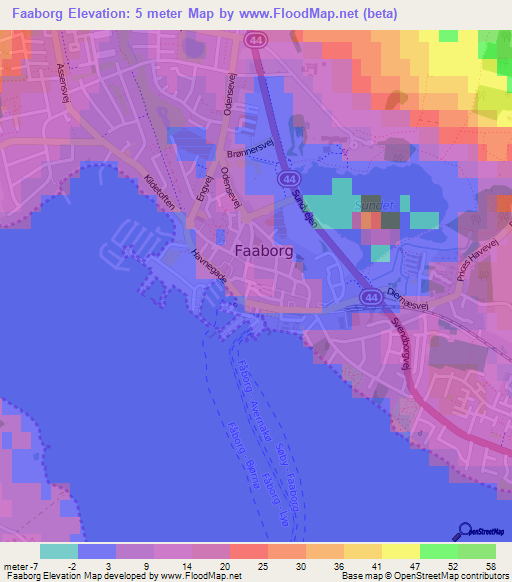 Faaborg,Denmark Elevation Map