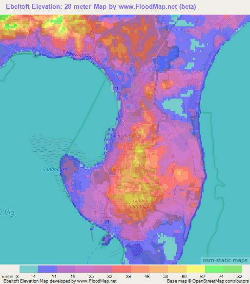 Ebeltoft,Denmark Elevation Map