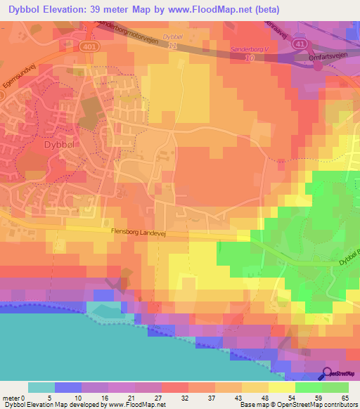 Dybbol,Denmark Elevation Map
