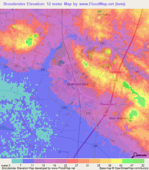 Bronderslev,Denmark Elevation Map