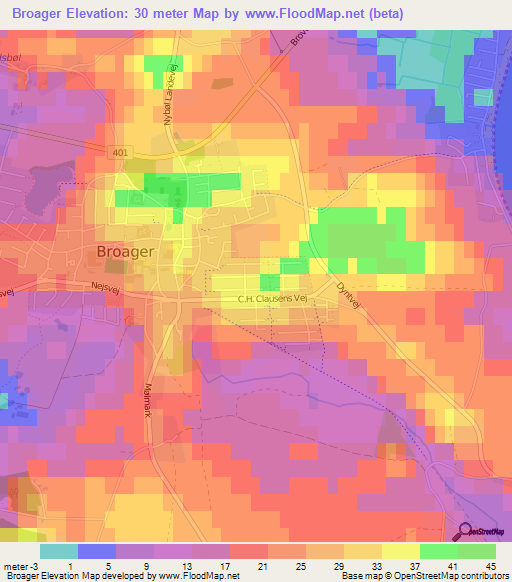Broager,Denmark Elevation Map