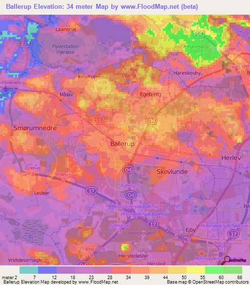 Ballerup,Denmark Elevation Map