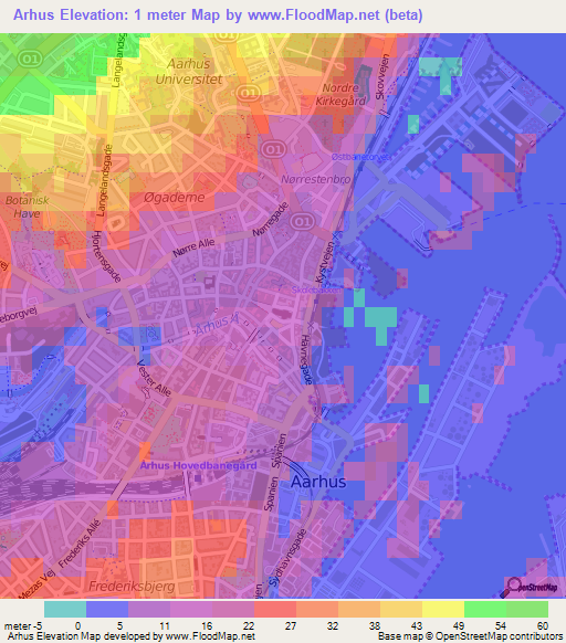 Arhus,Denmark Elevation Map